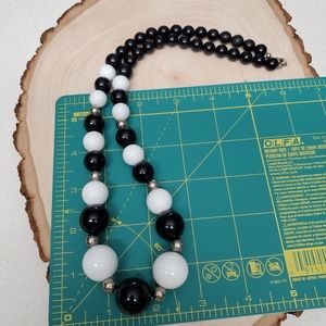 Vintage Black And White Bead Necklace